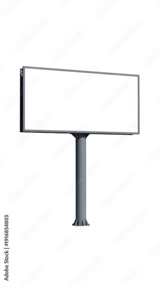 Obraz premium Blank billboard sign on metal post for advertising isolated on transparent background