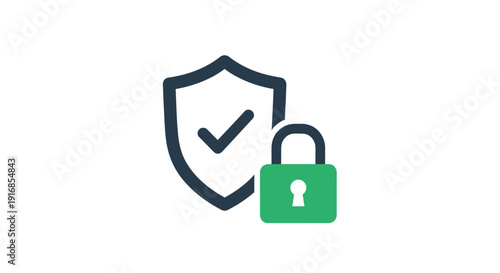 Security shield icon with a checkmark and padlock representing data protection