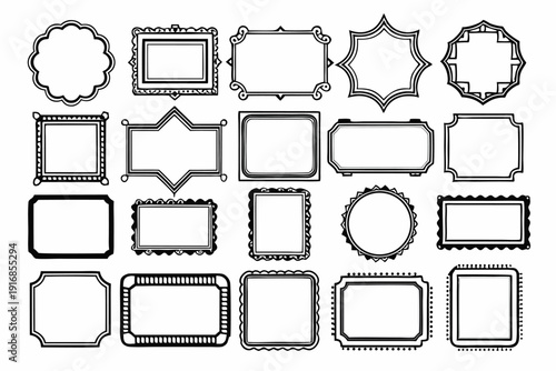 set of rectangle frames silhouette line art vector illustration with a white background