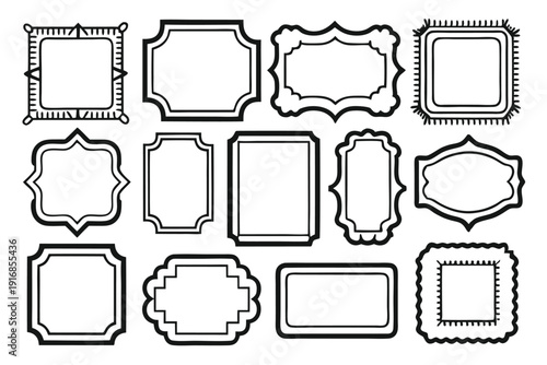 set of rectangle frames silhouette line art vector illustration with a white background