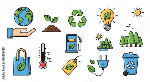 Collection of Eco-Friendly and Environmental Icons.