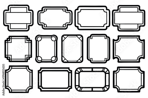 set of rectangle frames silhouette line art vector illustration with a white background