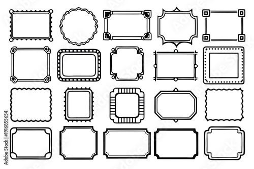 set of rectangle frames silhouette line art vector illustration with a white background