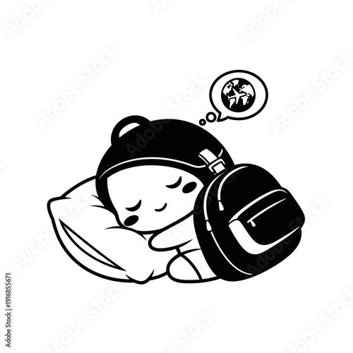 Cute astronaut sleeping, dreaming of space travel and exploration