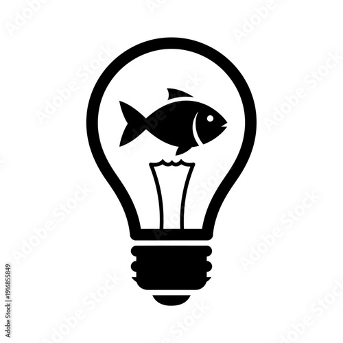 Creative Idea Light Bulb with Fish Inside, Symbolizing Innovation and Originality