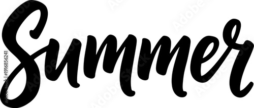 Summer season word in elegant cursive script font  isolated on transparent background
