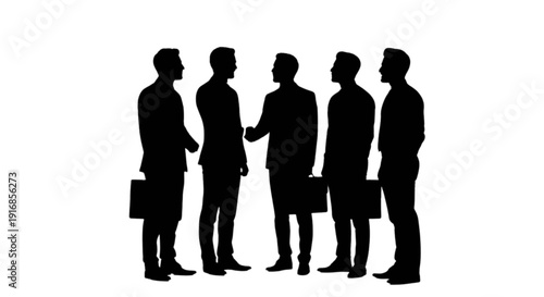 Silhouettes of business people having a discussion in an office setting
