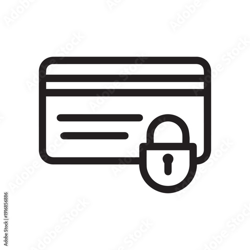 secure payment lock credit card single isolated icon with outline style
