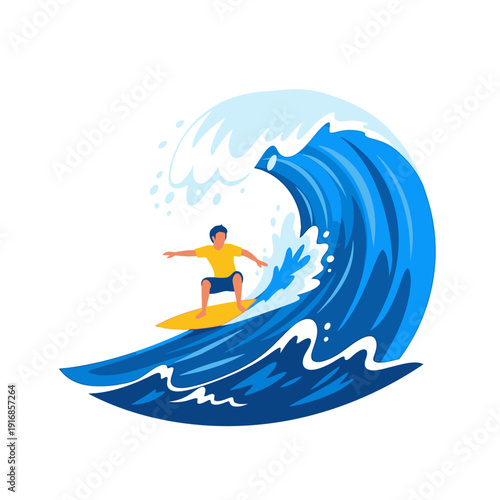 Surfer Riding a Big Wave.