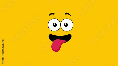 Funny cartoon character face with tongue sticking out. Cartoon character face showing a playful expression with wide eyes and tongue sticking out