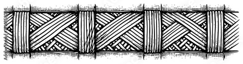Detailed horizontal border with woven fabric or cord pattern in engraving style