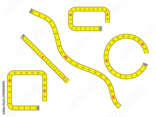 cartoon measure tape set isolated on white background