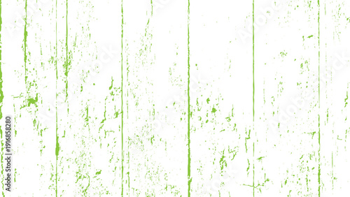 White wooden planks with green paint splatters and scratches texture background