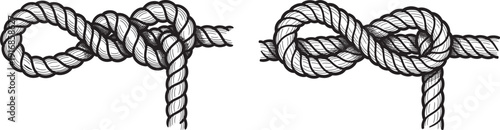Detailed rope knots illustration, nautical and binding symbols for strength and connection