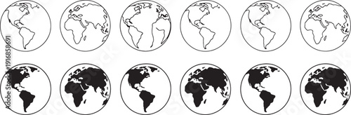 Black and white globe earth