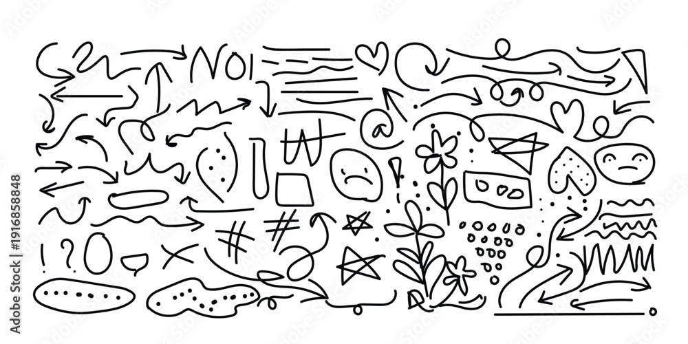 Fototapeta premium A collection of abstract doodles and scribbles on a white background