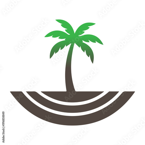 Palm Tree Silhouette Vector, Tropical Beach Coconut Tree Illustration, Summer Island Nature Logo, Exotic Paradise Palm Clipart, Black Palm Tree Icon Isolated on White Background