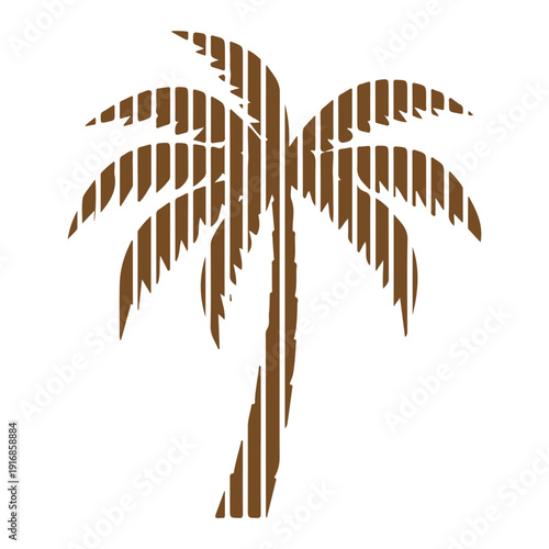 Palm Tree Silhouette Vector, Tropical Beach Coconut Tree Illustration, Summer Island Nature Logo, Exotic Paradise Palm Clipart, Black Palm Tree Icon Isolated on White Background