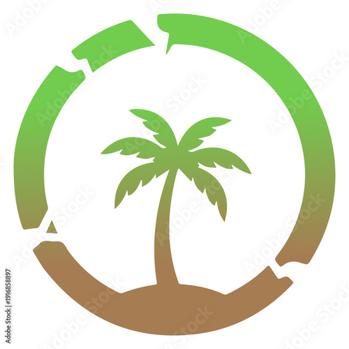Palm Tree Silhouette Vector, Tropical Beach Coconut Tree Illustration, Summer Island Nature Logo, Exotic Paradise Palm Clipart, Black Palm Tree Icon Isolated on White Background