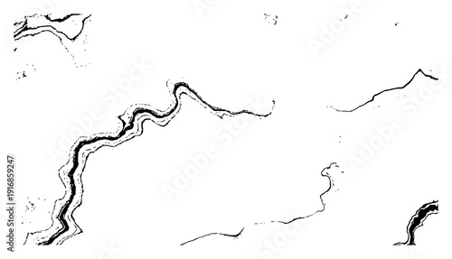 Abstract topographical lines or river paths in minimalist hand drawn engraving style