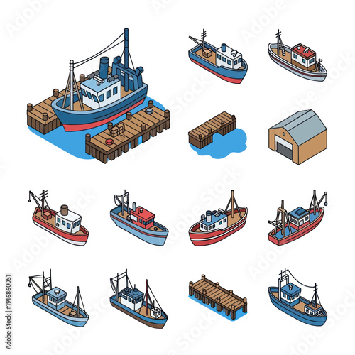Collection of Various Cargo Ships and Boats.