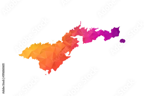 American Samoa Map - Polygon Style Vector Illustration in Orange and Pink Gradient, Low Poly Geometric Design, Isolated on White Background for Infographics and Education.