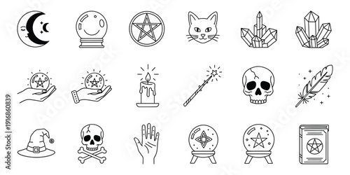 mystical and magical symbols and objects icon.