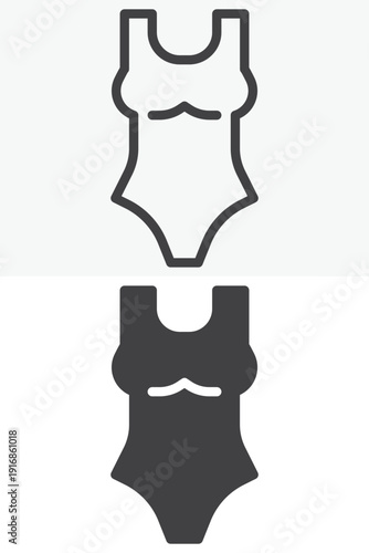 Swimsuit icon in line outline and solid style. Editable stroke vector sign and symbol. Swimsuit icon set for beachwear clothing and summer fashion.