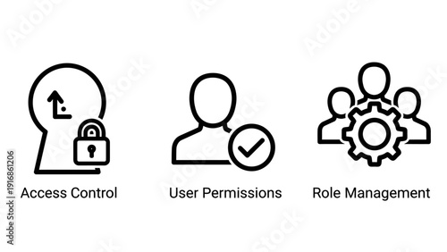 Secure User Account Management and Access Control Icons for Business Permissions and Roles