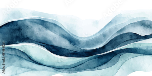 Blue abstract silk wave background with flowing ocean curves and light 3D motion design