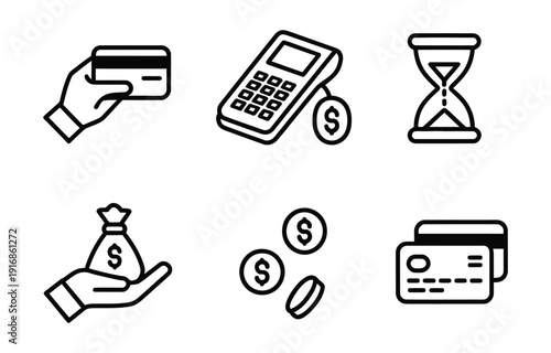 Vector illustration showing cards coins and a cash machine