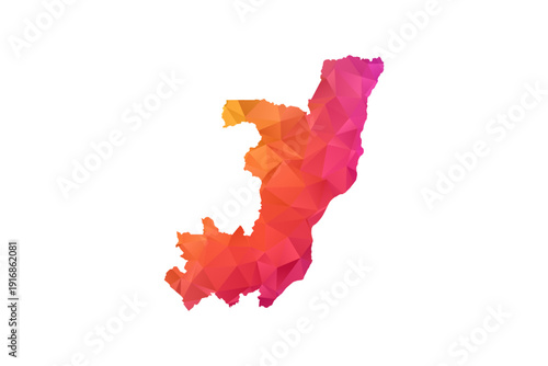 Congo Map - Polygon Style Vector Illustration in Orange and Pink Gradient, Low Poly Geometric Design, Isolated on White Background for Infographics and Education.