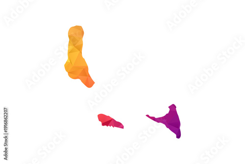 Comoros Map - Polygon Style Vector Illustration in Orange and Pink Gradient, Low Poly Geometric Design, Isolated on White Background for Infographics and Education.