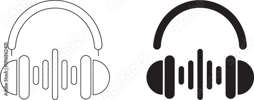 Black and white headphone audio music