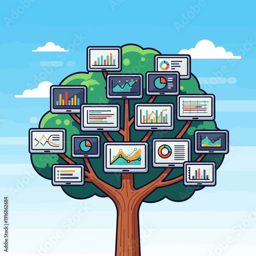 Tree with Graphs and Charts.