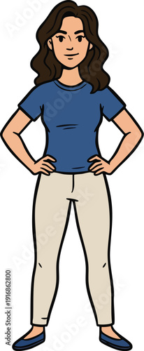 Confident Businesswoman Superhero Standing with Hands on Hips, Ready to Face Challenges