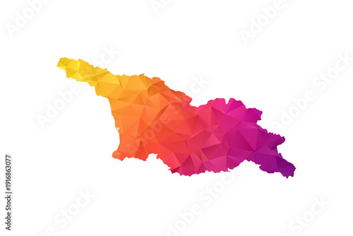 Georgia Map - Polygon Style Vector Illustration in Orange and Pink Gradient, Low Poly Geometric Design, Isolated on White Background for Infographics and Education.