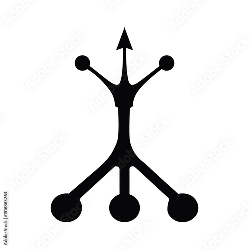 Abstract vector illustration of a man and woman with a molecular 3D sphere structure symbolizing science and technology