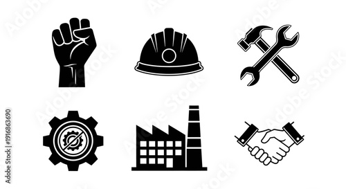 Set of industrial icons vector illustration isolated on white background