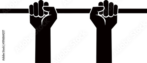 Two hands holding a horizontal bar, strength and perseverance concept