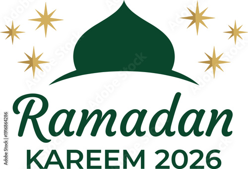 WebRamadan Kareem 2026 greeting card collection with mosque silhouette, hanging lanterns, golden crescent moon, Islamic holiday banners, month of blessings background