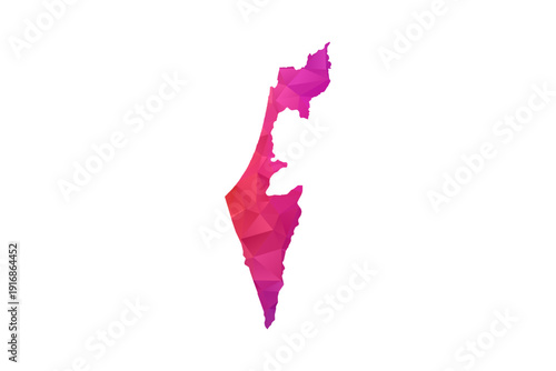 Palestine Map - Polygon Style Vector Illustration in Orange and Pink Gradient, Low Poly Geometric Design, Isolated on White Background for Infographics and Education.