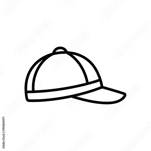 Baseball cap icon in line art style for sports and casual headwear