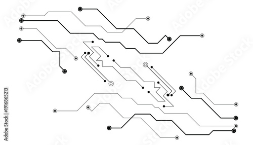 Vectors Abstract technology circuit diagram on white background. High tech circuit board connection system.