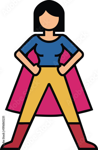 Confident Businesswoman Superhero Standing with Hands on Hips, Ready to Face Challenges