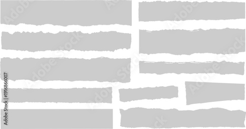 Torn paper strips and ripped edge banners vector set isolated on white background EPS file formats.