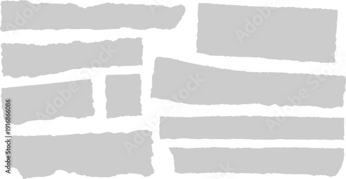 Torn paper strips and ripped edge banners vector set isolated on white background EPS file formats.