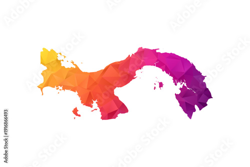 Panama Map - Polygon Style Vector Illustration in Orange and Pink Gradient, Low Poly Geometric Design, Isolated on White Background for Infographics and Education.