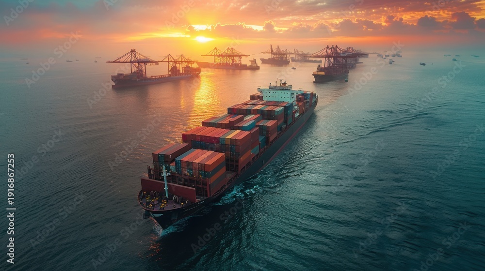 Obraz premium Global Trade Import Export Documentation Background with Professional Aesthetic and Copy Space for Corporate Presentation or Banner