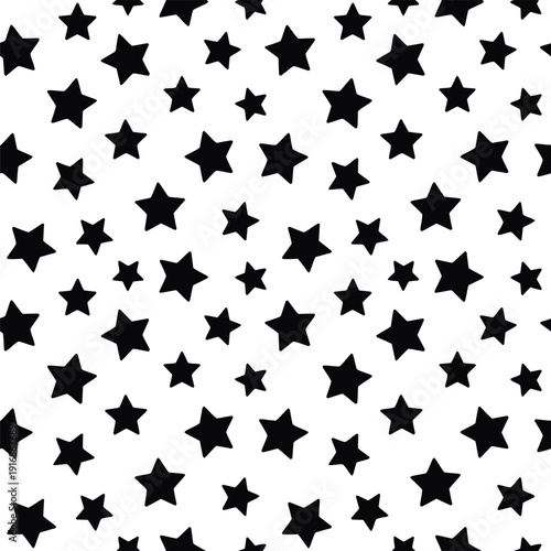 Dense pattern of black stars scattered across a white background